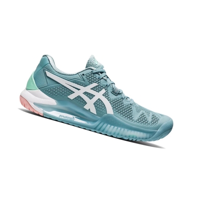 Blue / White Women's Asics GEL-RESOLUTION 8 Tennis Shoes | US25973JB