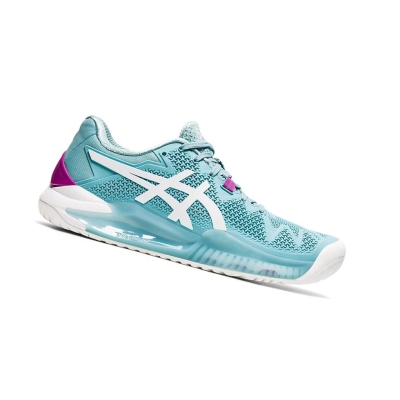 Blue / White Women's Asics GEL-RESOLUTION 8 Tennis Shoes | US80562HX