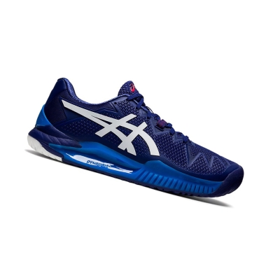 Dive Blue / White Men's Asics GEL-RESOLUTION 8 Tennis Shoes | US20316UE