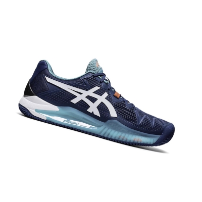 Mako Blue / White Men's Asics GEL-RESOLUTION 8 CLAY Tennis Shoes | US49125IC