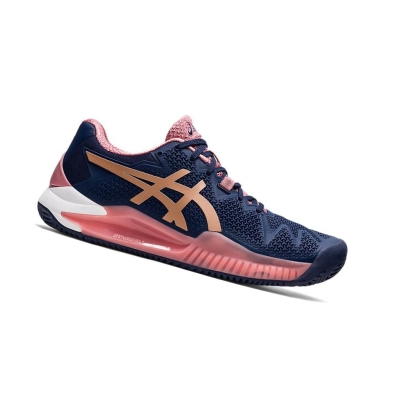 Navy Women's Asics GEL-RESOLUTION 8 CLAY Tennis Shoes | US30279EN