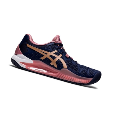 Peacoat / Rose Gold Women's Asics GEL-RESOLUTION 8 Tennis Shoes | US79681JY