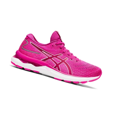 Red / White Women's Asics GEL-NIMBUS 24 Running Shoes | US70842LG