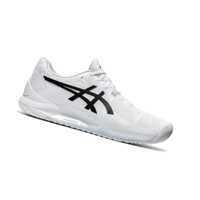 White / Black Men's Asics GEL-RESOLUTION 8 Tennis Shoes | US50472NH