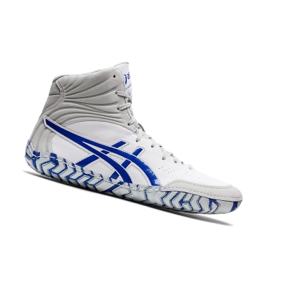 White / Blue Men's Asics AGGRESSOR 5 Wrestling Shoes | US02498HR