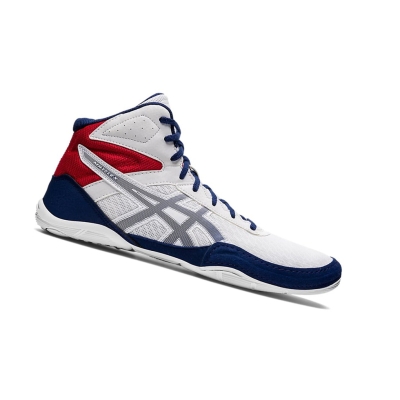 White / Deep Ocean Men's Asics MATFLEX 6 Wrestling Shoes | US30258RG