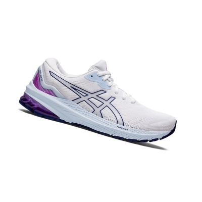 White / Dive Blue Women's Asics GT-1000 11 Running Shoes | US35076KB