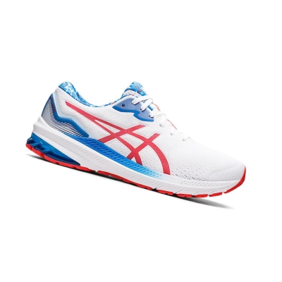 White / Electric Red Men's Asics GT-1000 11 MEN STANDARD RET Running Shoes | US20796BN