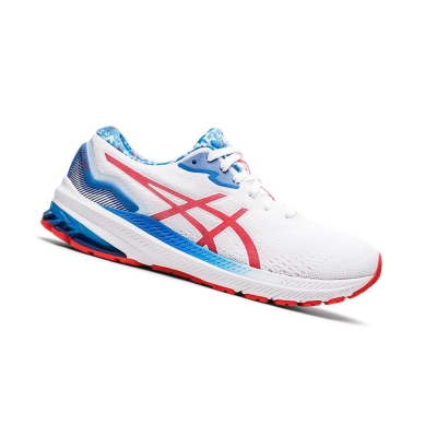 White / Electric Red Women's Asics GT-1000 11 STANDARD RET Running Shoes | US70832IH