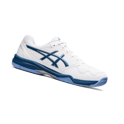 White / Light Indigo Men's Asics GEL-DEDICATE 7 Tennis Shoes | US73186ZF