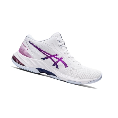 White / Orchid Women's Asics NETBURNER BALLISTIC FF MT 3 Volleyball Shoes | US27906QI