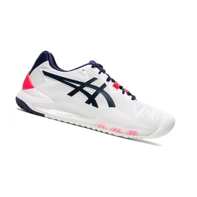 White / Peacoat Women's Asics GEL-RESOLUTION 8 Tennis Shoes | US89701AC