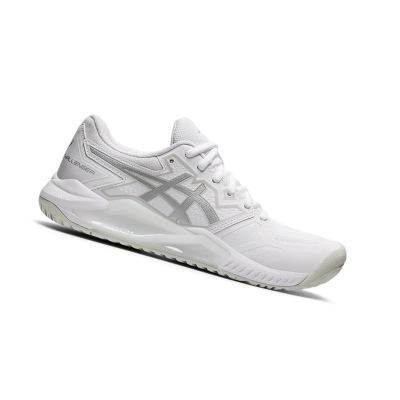 White / Pure Silver Women's Asics GEL-CHALLENGER 13 Tennis Shoes | US17256ZE