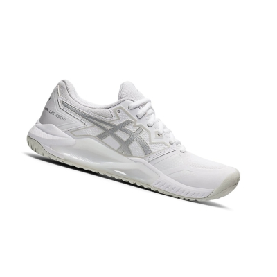 White / Pure Silver Women's Asics GEL-CHALLENGER 13 Tennis Shoes | US28347VN