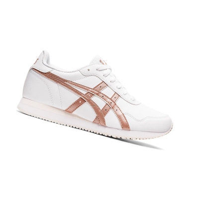 White / Rose Gold Women's Asics TIGER RUNNER Sneakers | US97420OF