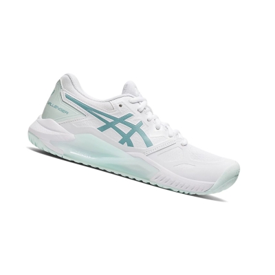 White / Smoke Blue Women's Asics GEL-CHALLENGER 13 Tennis Shoes | US06148DY