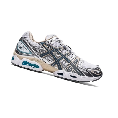 White / Steel Grey Men's Asics GEL-NIMBUS 9 Sneakers | US89562EJ