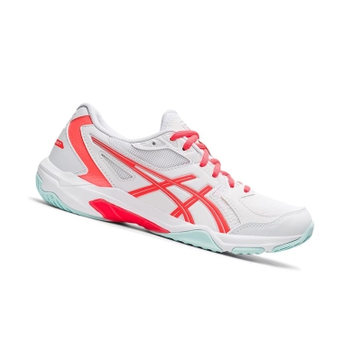 White / Sunrise Red Women's Asics GEL-ROCKET 10 Volleyball Shoes | US90617XW