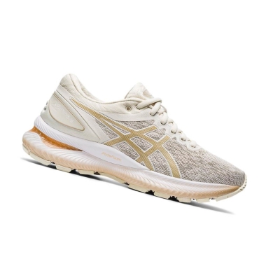 White Women's Asics GEL-NIMBUS 22 Knit Running Shoes | US41352NF