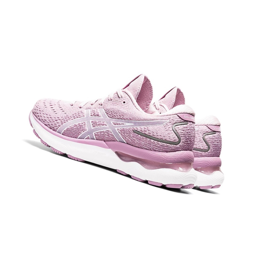 Barely Rose / White Women's Asics GEL-NIMBUS 24 Running Shoes | US68397TK