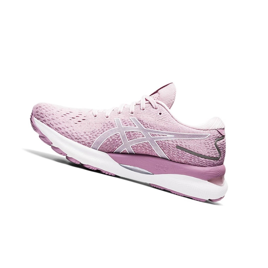 Barely Rose / White Women's Asics GEL-NIMBUS 24 Running Shoes | US68397TK