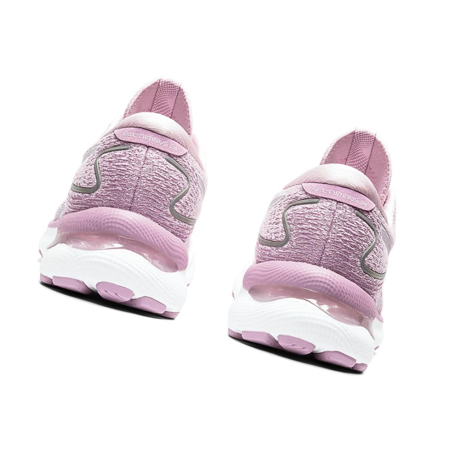 Barely Rose / White Women's Asics GEL-NIMBUS 24 Running Shoes | US68397TK