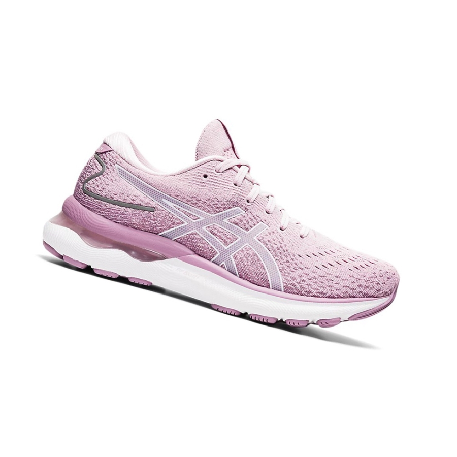 Barely Rose / White Women\'s Asics GEL-NIMBUS 24 Running Shoes | US68397TK