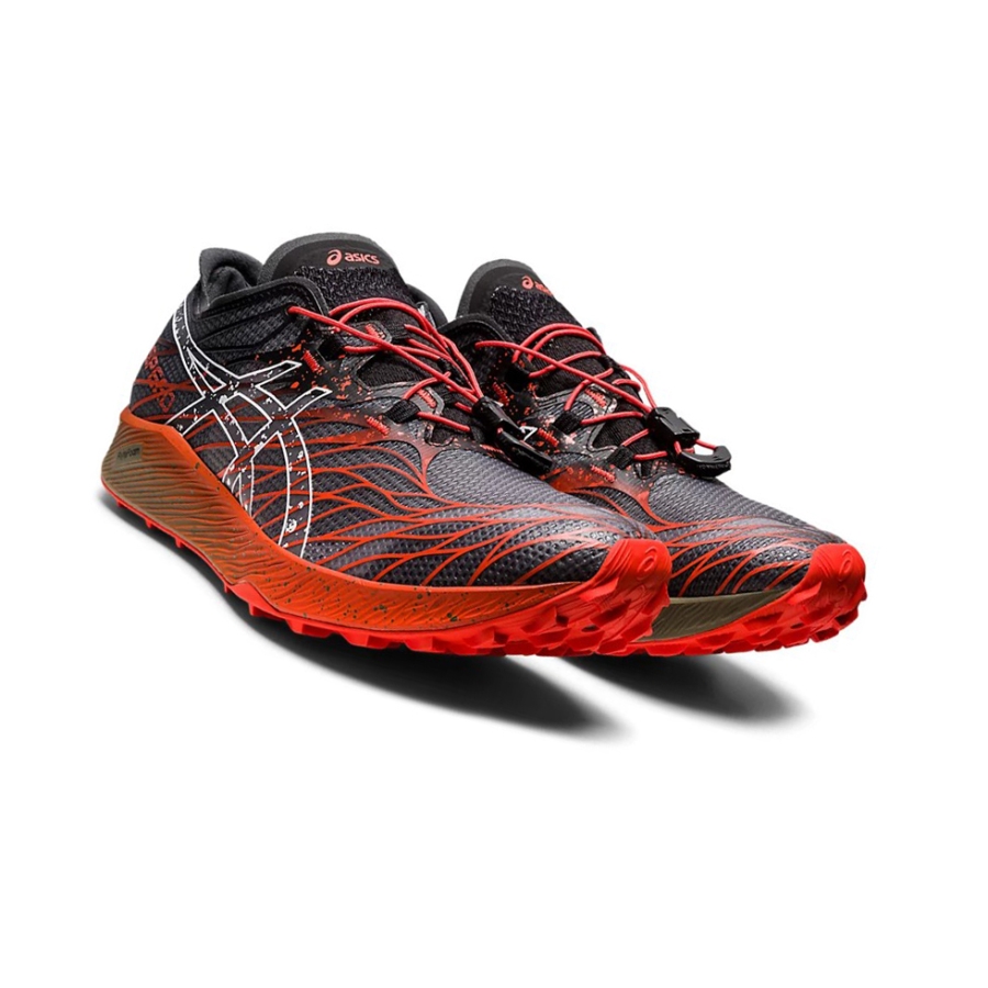 Black / Cherry Tomato Men's Asics Fuji Speed Trail Running Shoes | US28475NM