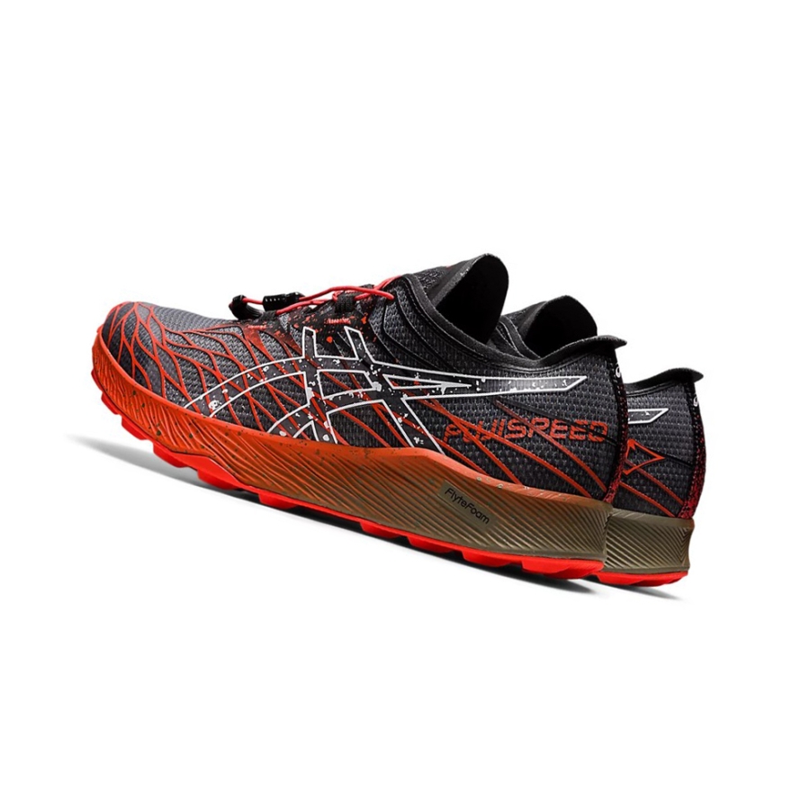 Black / Cherry Tomato Men's Asics Fuji Speed Trail Running Shoes | US28475NM