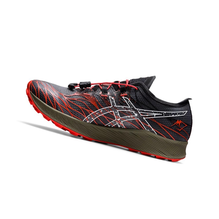 Black / Cherry Tomato Men's Asics Fuji Speed Trail Running Shoes | US28475NM