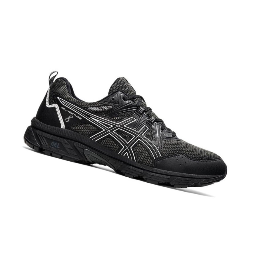 Black Men\'s Asics GEL-VENTURE 8 Extra Wide Trail Running Shoes | US78624KB