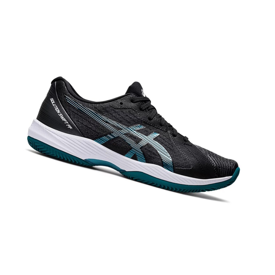 Black / Misty Pine Men\'s Asics SOLUTION SWIFT FF CLAY Tennis Shoes | US35098JS