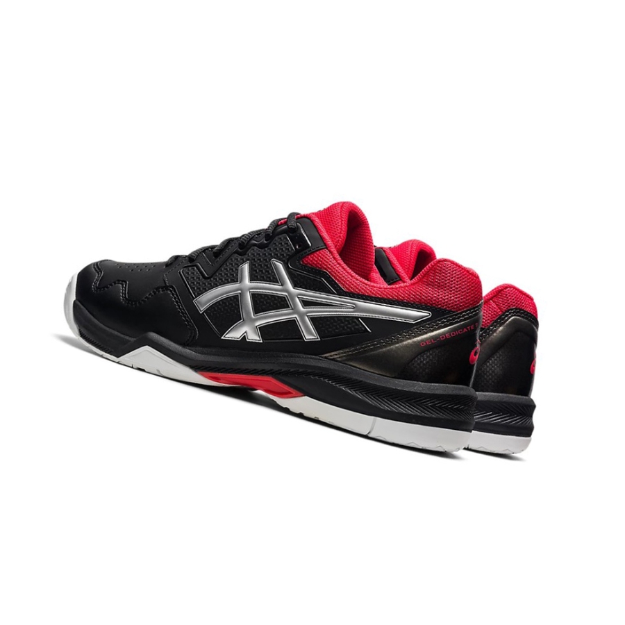 Black / Pure Silver Men's Asics GEL-DEDICATE 7 Tennis Shoes | US14830BQ