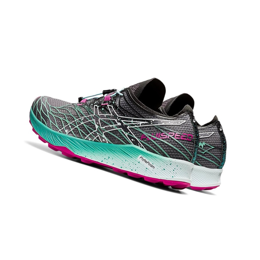 Black / Soothing Sea Women's Asics Fuji Speed Trail Running Shoes | US21597RC