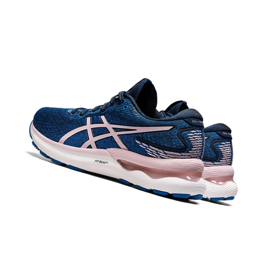 Blue / Barely Rose Women's Asics GEL-NIMBUS 24 Running Shoes | US80579MB