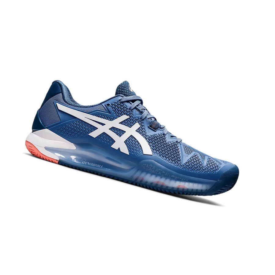 Blue Harmony / White Men\'s Asics GEL-RESOLUTION 8 CLAY Tennis Shoes | US87291FM