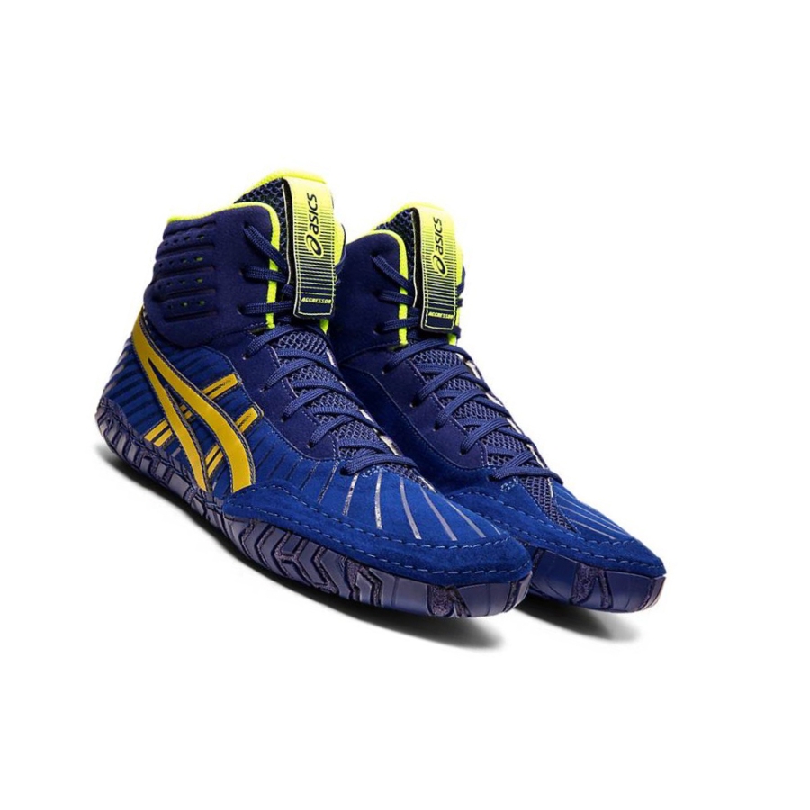 Blue Men's Asics AGGRESSOR 4 Wrestling Shoes | US28305FO