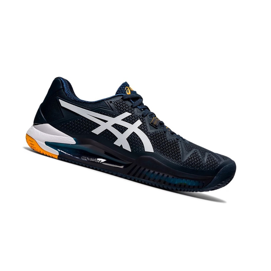 Blue / White Men\'s Asics GEL-RESOLUTION 8 CLAY Tennis Shoes | US31968PV