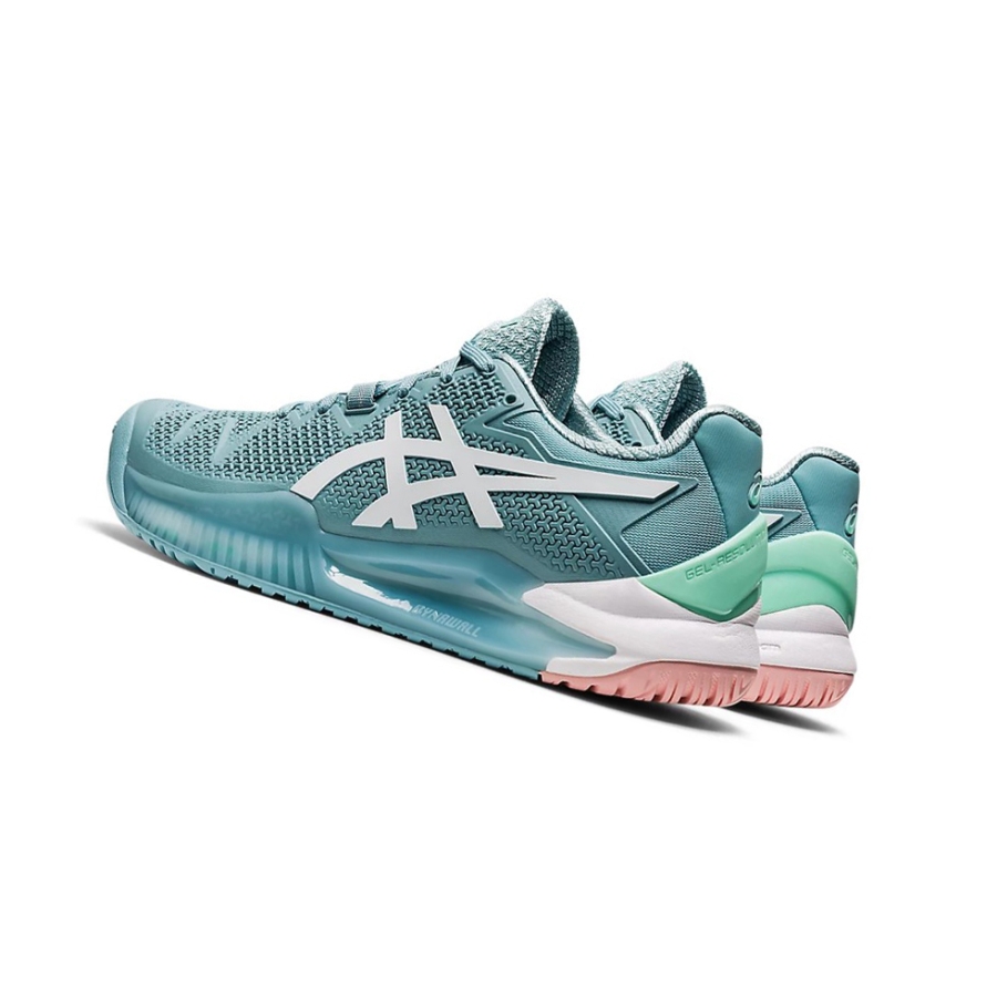 Blue / White Women's Asics GEL-RESOLUTION 8 Tennis Shoes | US25973JB