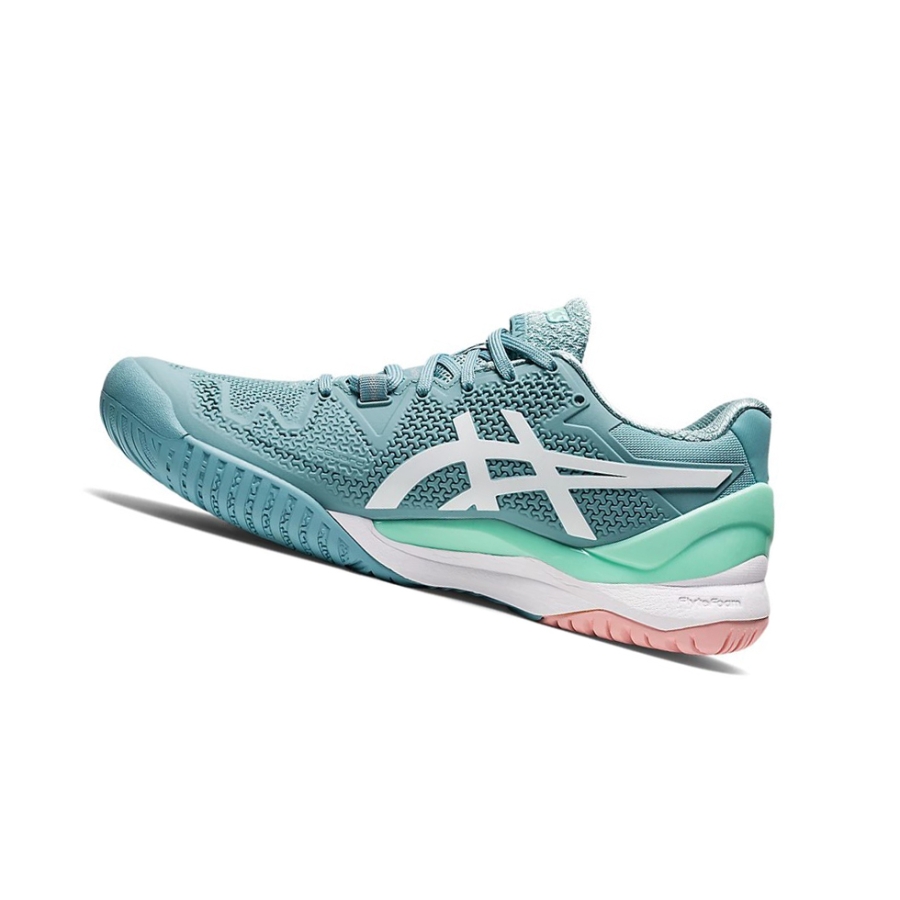 Blue / White Women's Asics GEL-RESOLUTION 8 Tennis Shoes | US25973JB