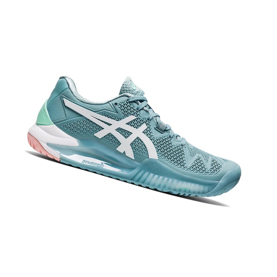 Blue / White Women\'s Asics GEL-RESOLUTION 8 Tennis Shoes | US25973JB