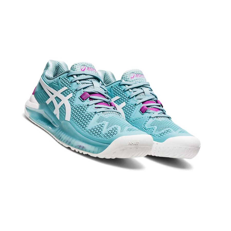 Blue / White Women's Asics GEL-RESOLUTION 8 Tennis Shoes | US80562HX