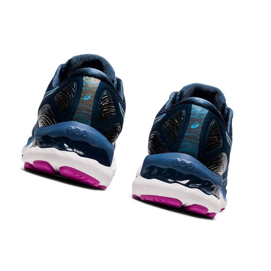 Dark Blue Women's Asics GEL-NIMBUS 23 Wide Running Shoes | US07698XJ