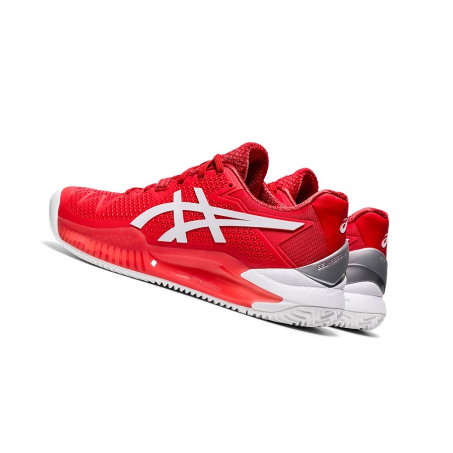 Fiery Red / White Women's Asics GEL-RESOLUTION 8 CLAY Tennis Shoes | US10398PK