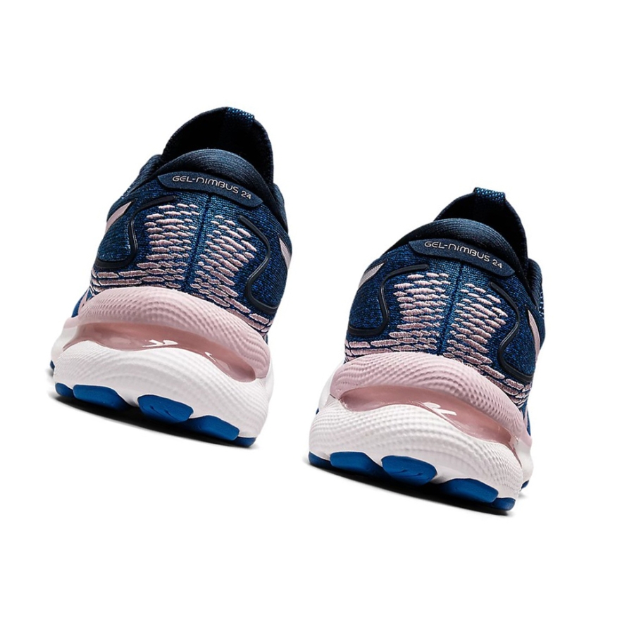 French Blue / Barely Rose Women's Asics GEL-NIMBUS 24 (D) Running Shoes | US64381BS