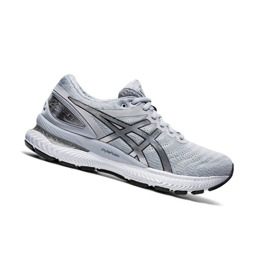 Grey Women\'s Asics GEL-NIMBUS 22 Platinum Running Shoes | US75436BM