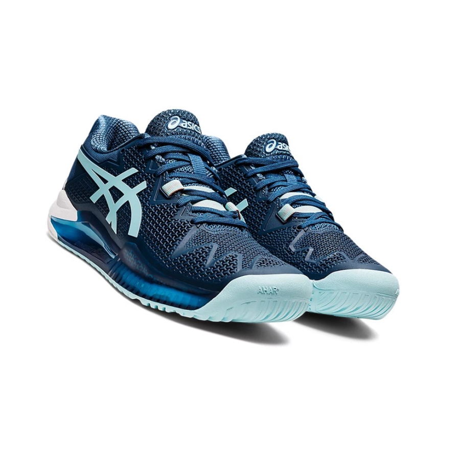 Light Indigo / Clear Blue Women's Asics GEL-RESOLUTION 8 (D) Tennis Shoes | US45618FI