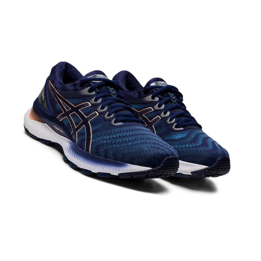 Navy Women's Asics GEL-NIMBUS 22 Running Shoes | US54139MA