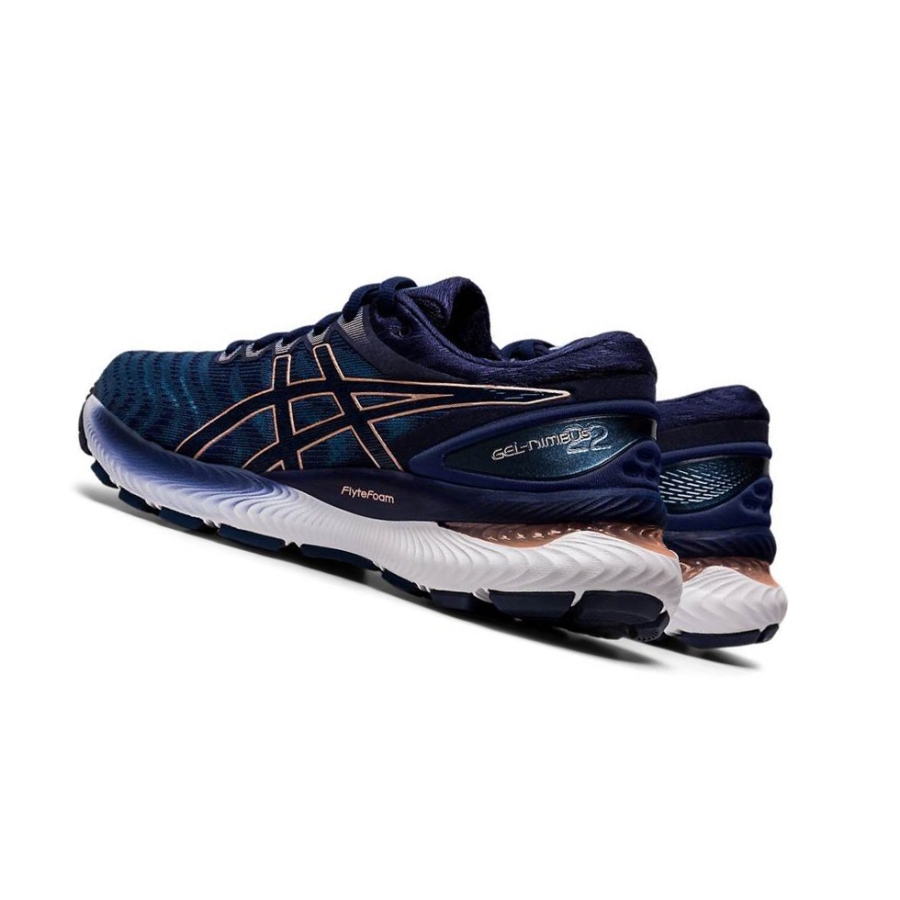 Navy Women's Asics GEL-NIMBUS 22 Running Shoes | US54139MA