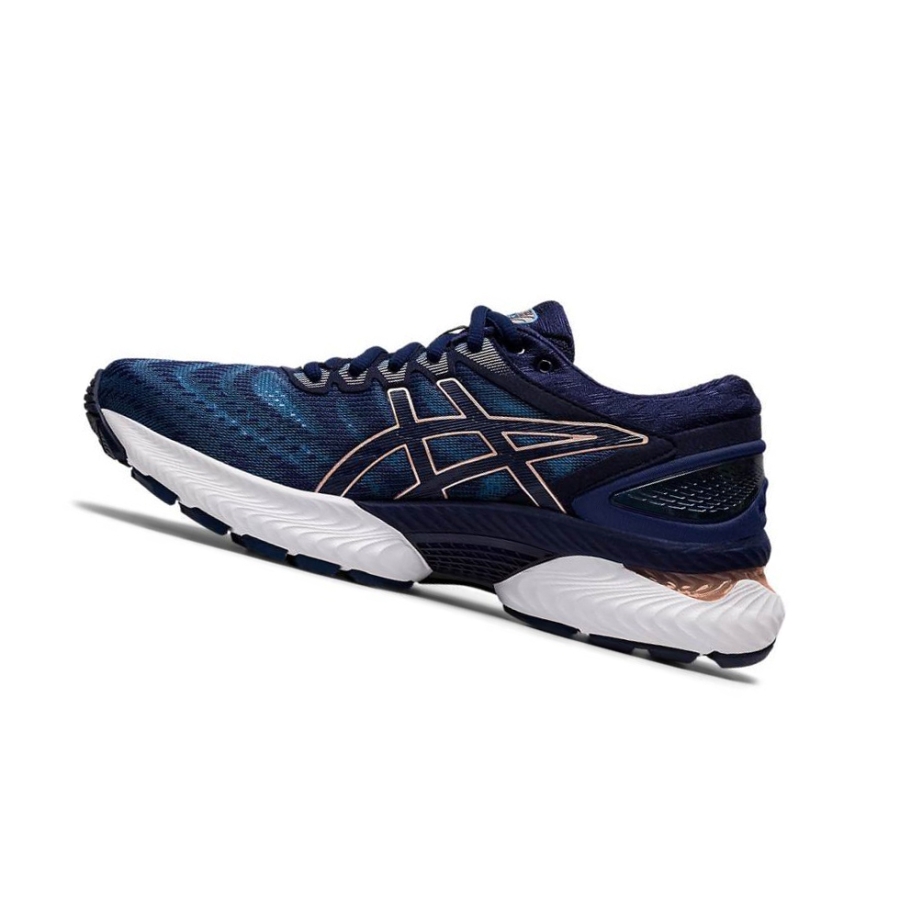 Navy Women's Asics GEL-NIMBUS 22 Running Shoes | US54139MA